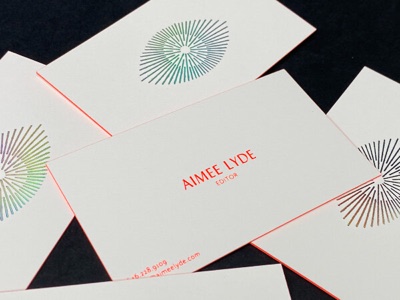 Flourescent color edge letterpress business card