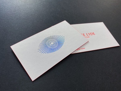 Iridescent foil logo flourescent ink business card