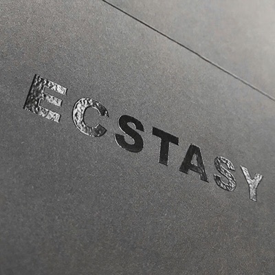 Raised ink thermography black gloss