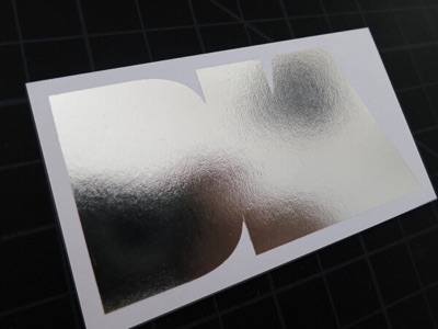 Silver foil stamp metallic ink business card