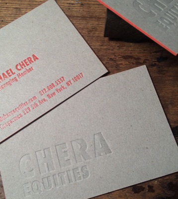 Clear foil letterpress kraft business card