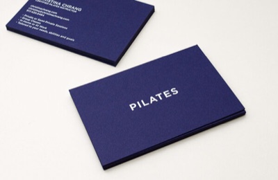 White ink navy european business card