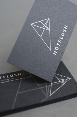 White silver ink black business card