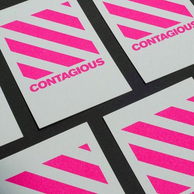 Offset fluorescent pink business card printing