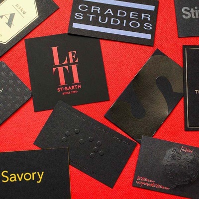 Assorted letterpress black business cards