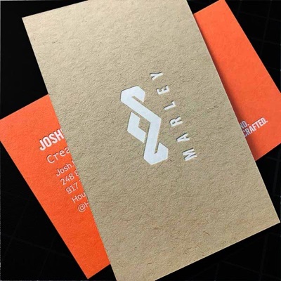White ink logo kraft paper environmental business cards