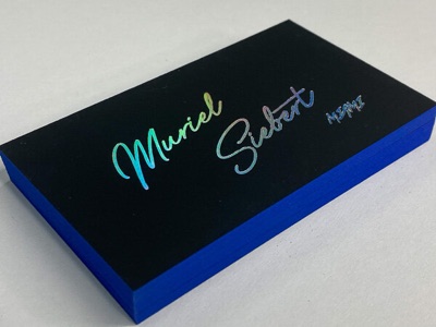 Matte black business card colored edge