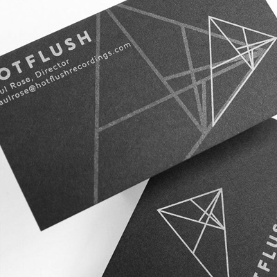 Silver offset black business card