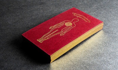 Red letterpress card edge gild gold