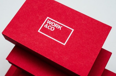 White letterpress logo business card