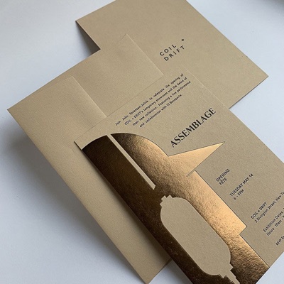 Kraft invitation print foil stamp bronze
