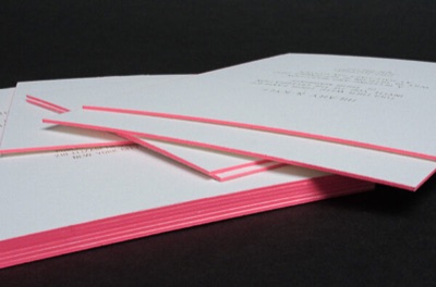 A pink edge letterpress wedding invitation