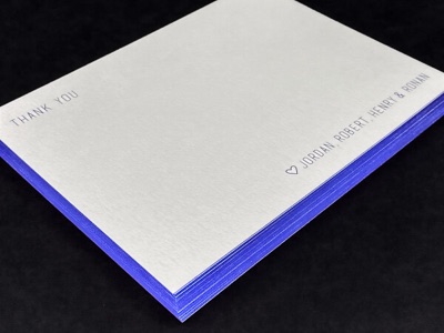 Letterpress custom thank you cards color edge