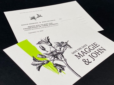 Offset wedding invitation save the date
