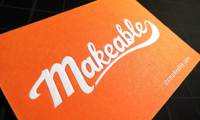 Business card white emboss logo