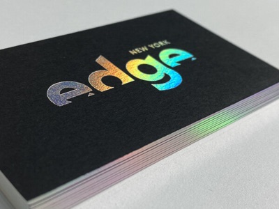 Shiny holographic gilded edge black business card